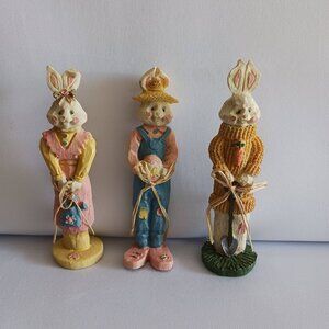 Lot of 3 Vintage Resin Pencil Bunnies